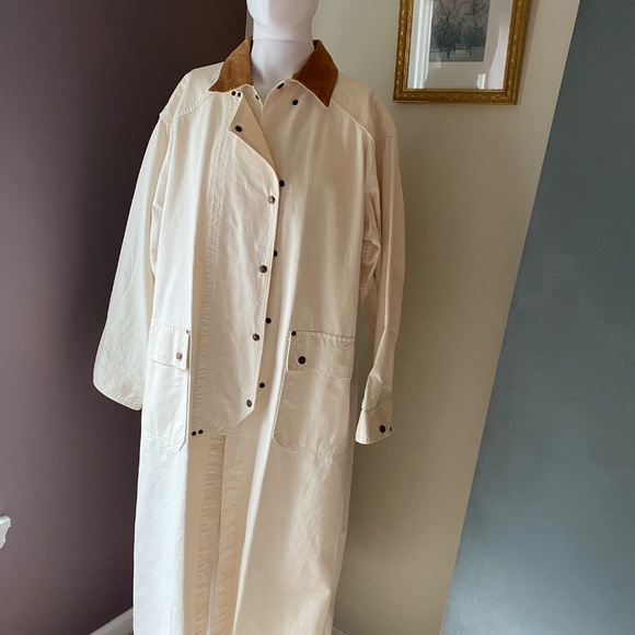 AUSTRALIAN OUTBACK COLLECTION vtg white womens M duster western cowboy 90s coat - Picture 3 of 15